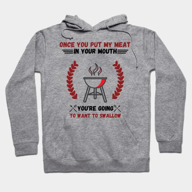 Retro Cooking Meat Grill Barbecue Party Funny sayings Hoodie by JustBeSatisfied